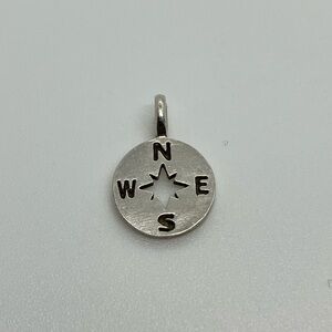 Vtg 925 Sterling Silver Compass Mini Pendant